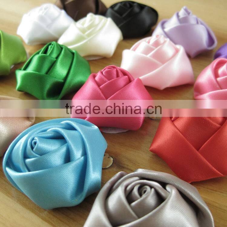 handmade satin rose flower headband for kids hair accessories