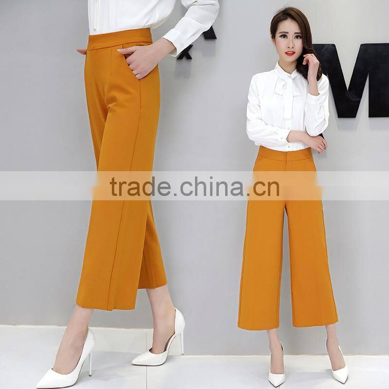 Wholesale women's wool wide leg palazzo trousers casual pants High waist straight pants