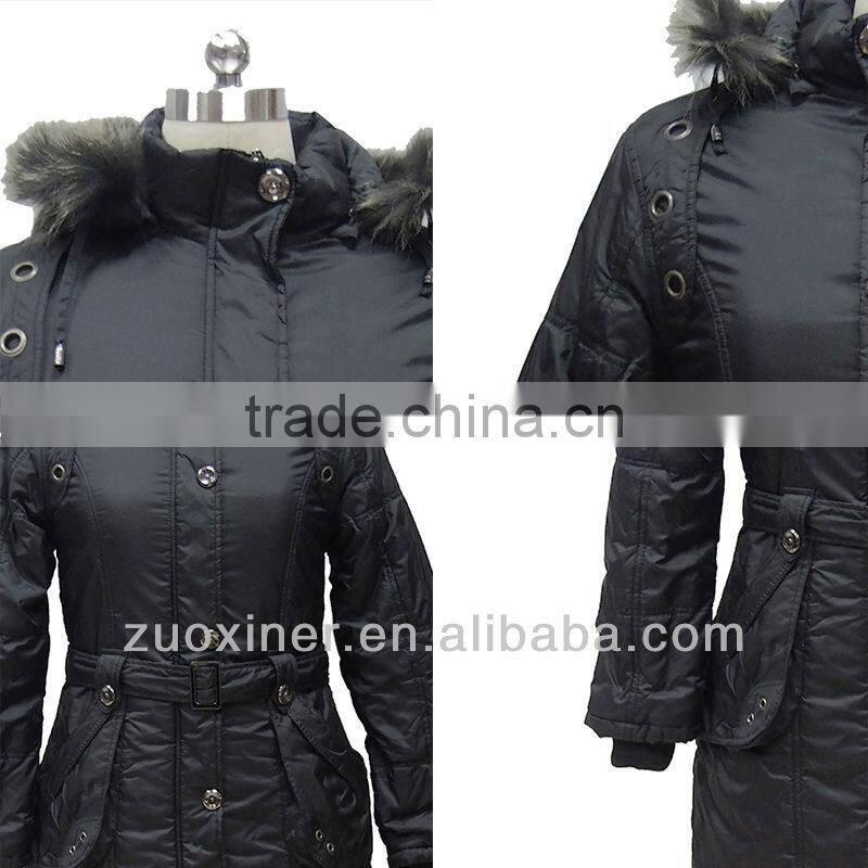 Padded long womens coats with hood, hot in winter coat 2013