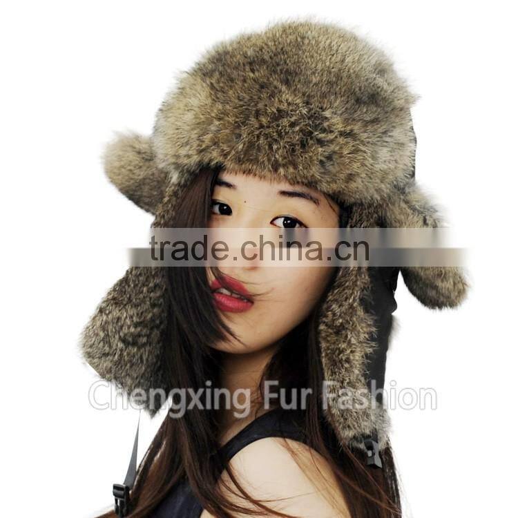 CX-C-241B Hot Selling Rabbit Fur Earmuff Trapper Fur Hat