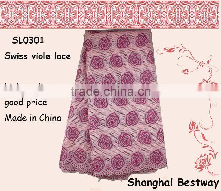 African Lace Laterials SL0301-3 Pink Flower Lace