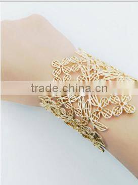 High end hollow cuff bangle gold plating hollow bangle bracelet 2016 women bracelet
