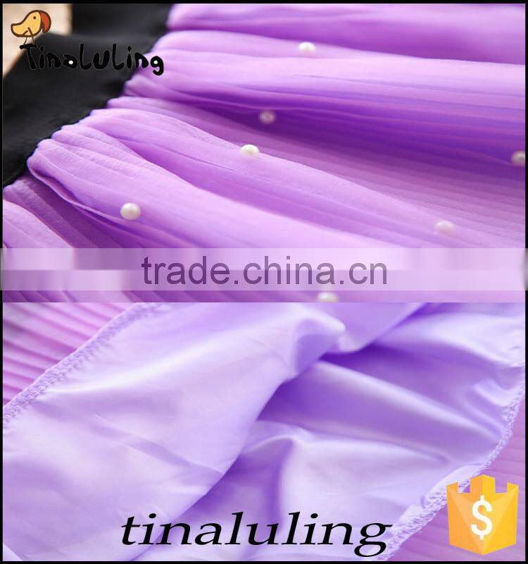 2015 fashion girls short mini skirts with pearl kids chiffon tutu children dancewear