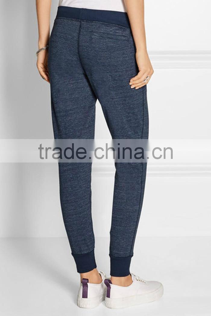 Women causal 100% cotton blue stretch-jersey track pants