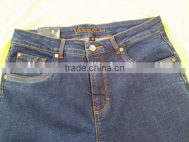 ladies slim leg jean with metallic stitch