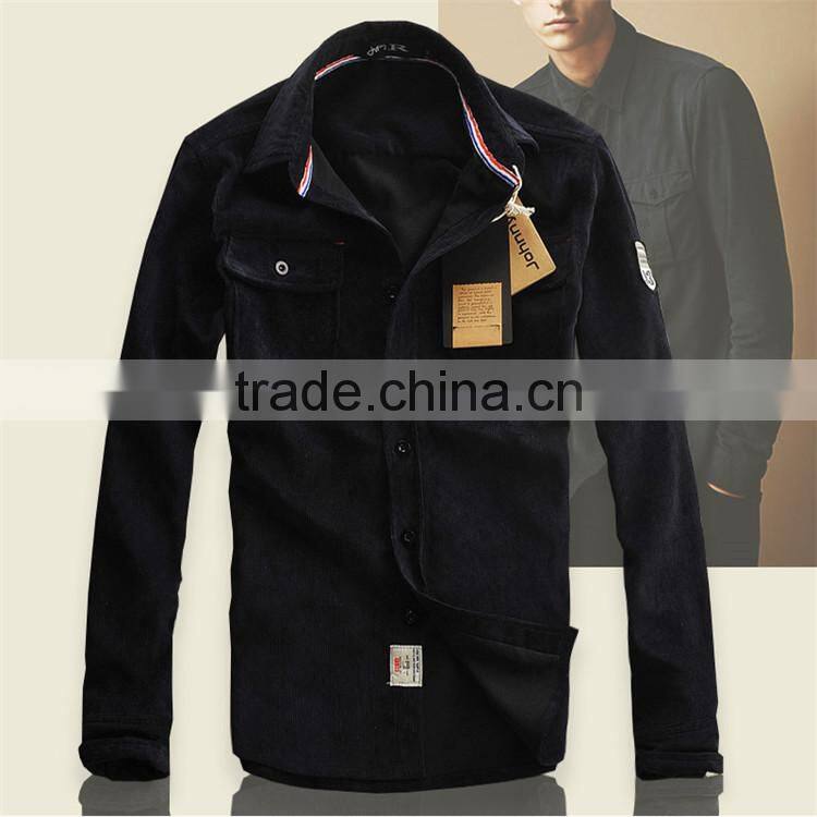 2015 High Quality 100% Cotton custom design contrast color men slim fit long sleeve lace shirt