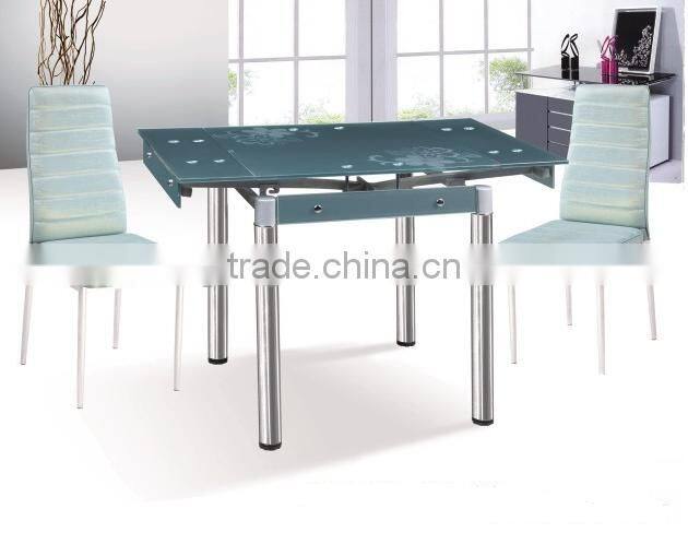2016 high quality popular new modern design glass expandable dining set