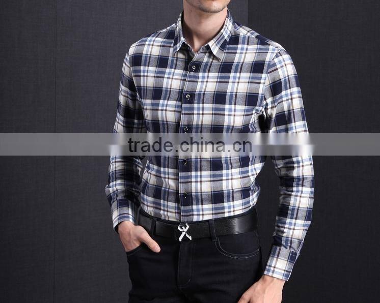 Wholesale cotton long sleeve plaid casual men shirts men clothes