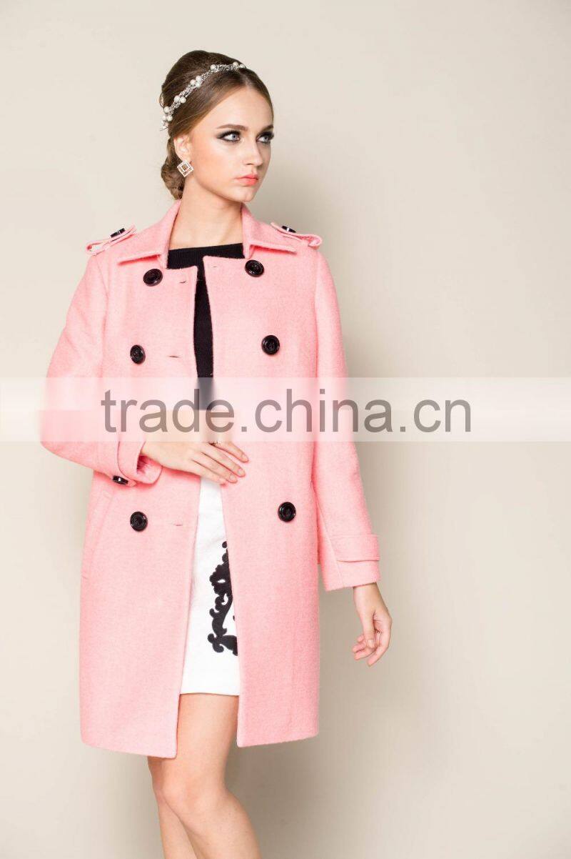 2015 latest plain high end long style women's winter warm long coat jacket