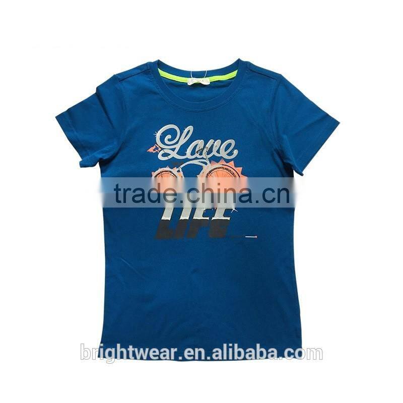 boy's 100% cotton basic t-shirt simple style with digital printing for summer