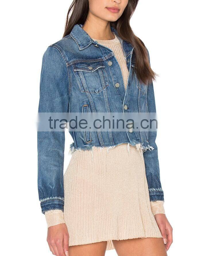 Soft light weight korean design fashion clothes slim short denim jacket