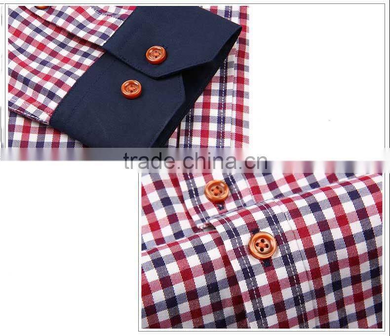 Trendy new model pattern 100% cotton small check shirt for men