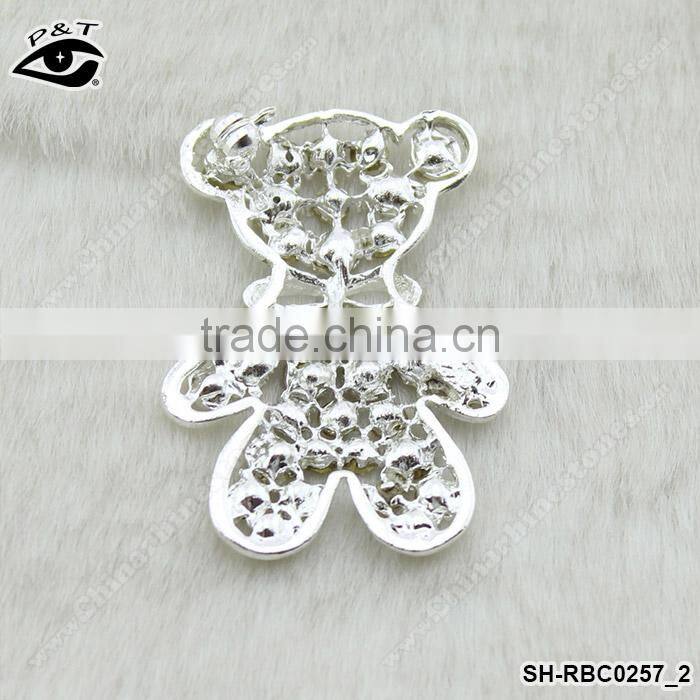 Bulk Rhinestone Pin Brooches cute bear shape crystal pinds for wedding dresses