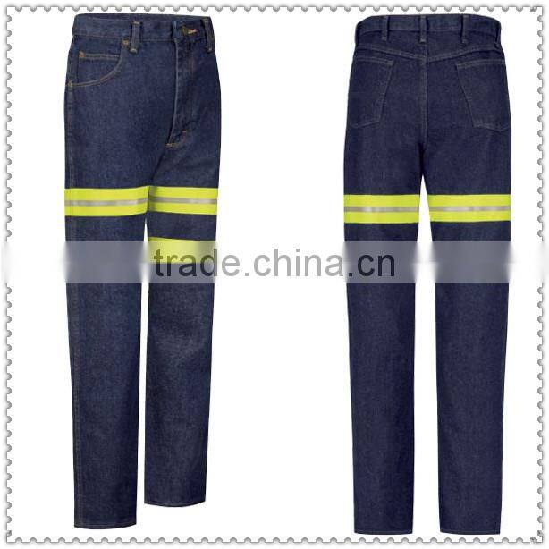 Reflective Striped Cotton Industrial Fireproof Work Jeans