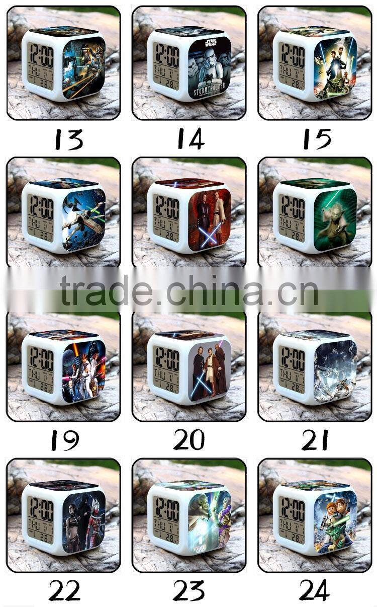 Hot Movie LED alarm clock LED digital clock colorful changeable clock for kids