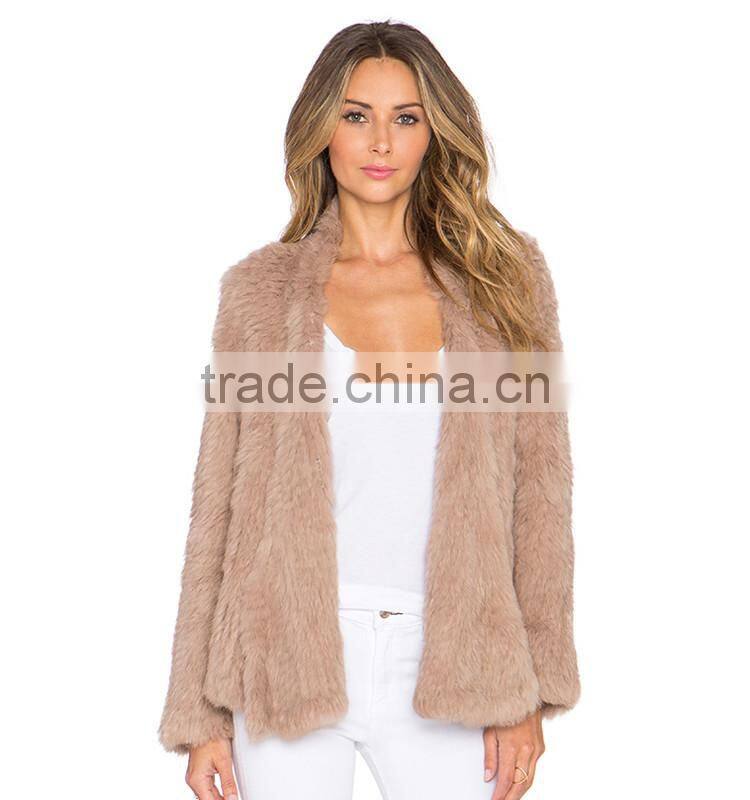 SJ419-01 Real Natural Color Rabbit Fur High Quliaty Wholesale and Retail Women Jacket