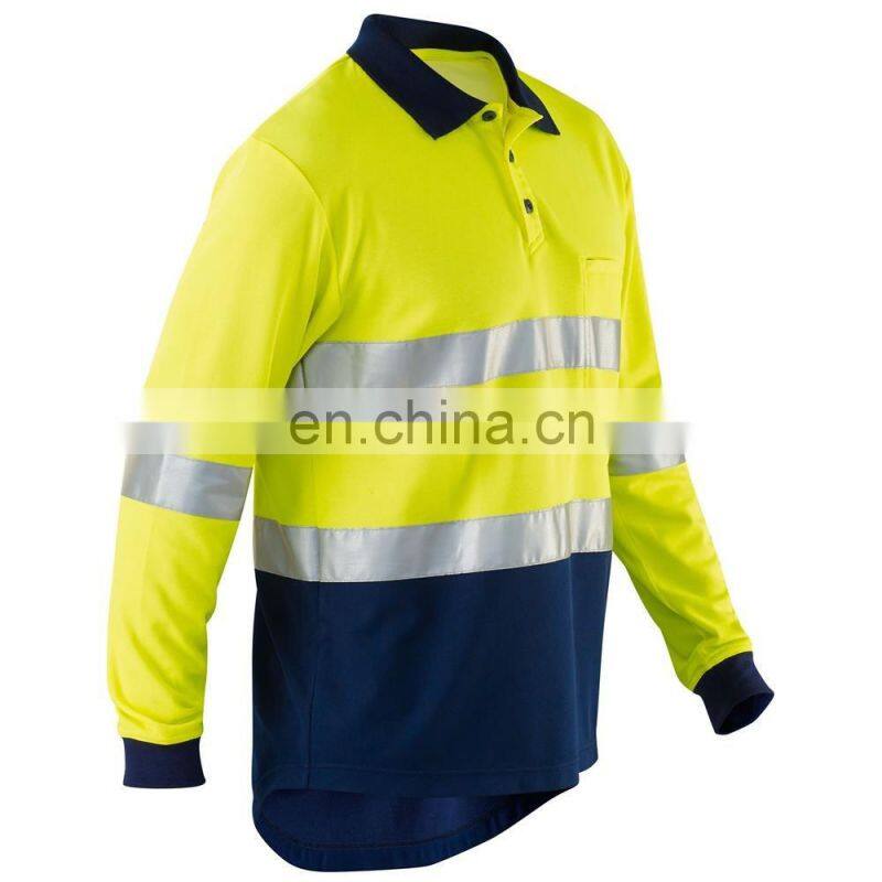 OEM Service High Visibility Long Sleeve Reflective safety polo shirt custom