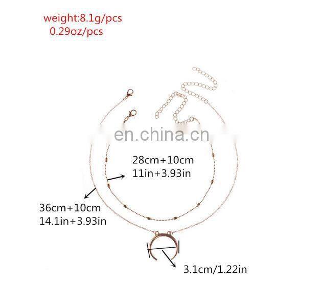 Fashion Summer Jewelry Beads Double Layers Necklaces Moon Pendant Necklace