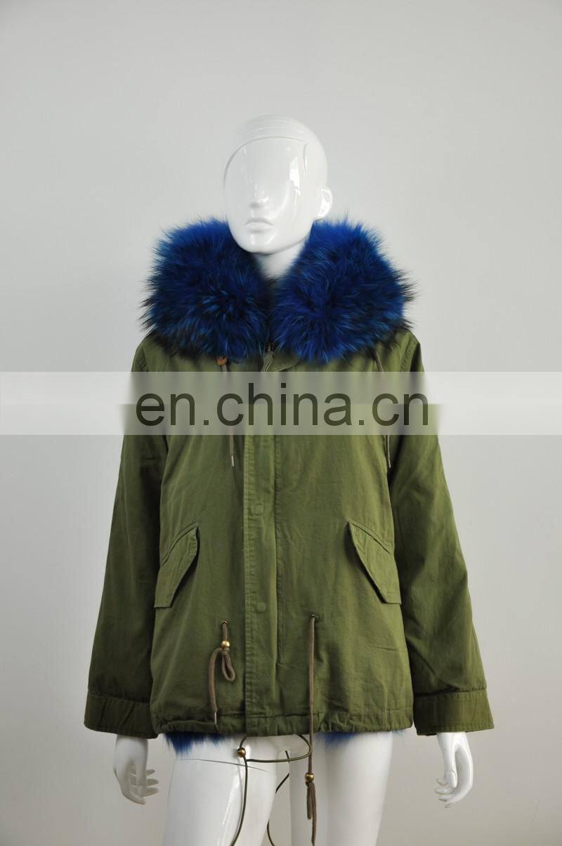 New Women Winter Coat Cheap Fox Fur Lining Long Jacket Real Raccoon Fur Hooded Winter Parka Coat