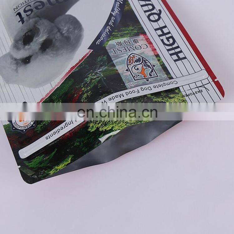 Custom stand up pouch resealable aluminum foil pet food packing bag with zipper