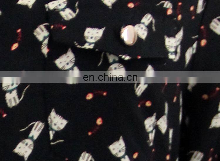2017 Fashion design short front long back top Kitty shirt blouse, printed shirts for women blouses