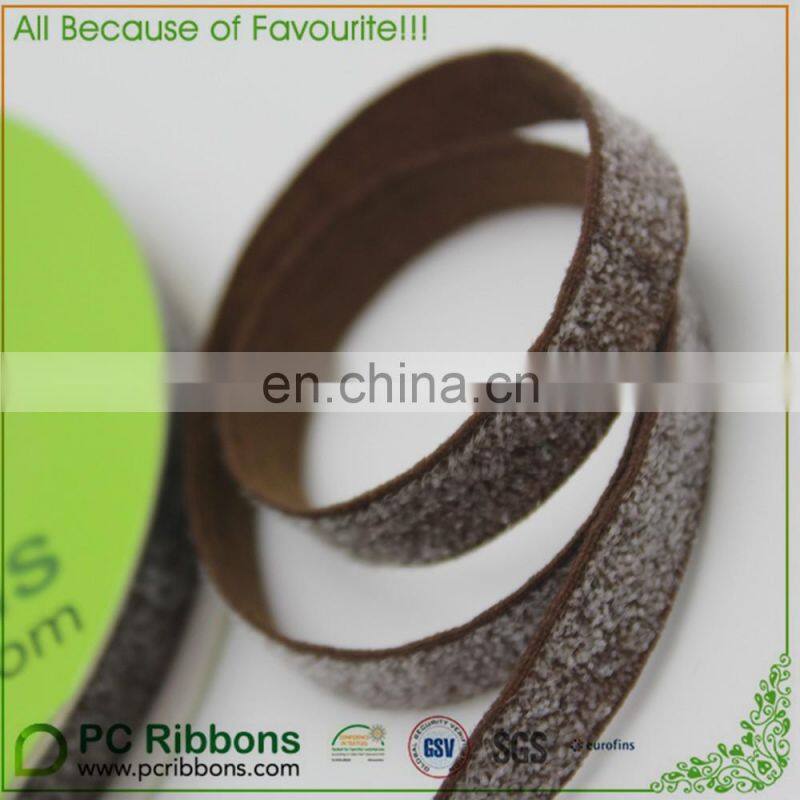 hot sale 3/8" frosted glitter metallic elastic velvet ribbon