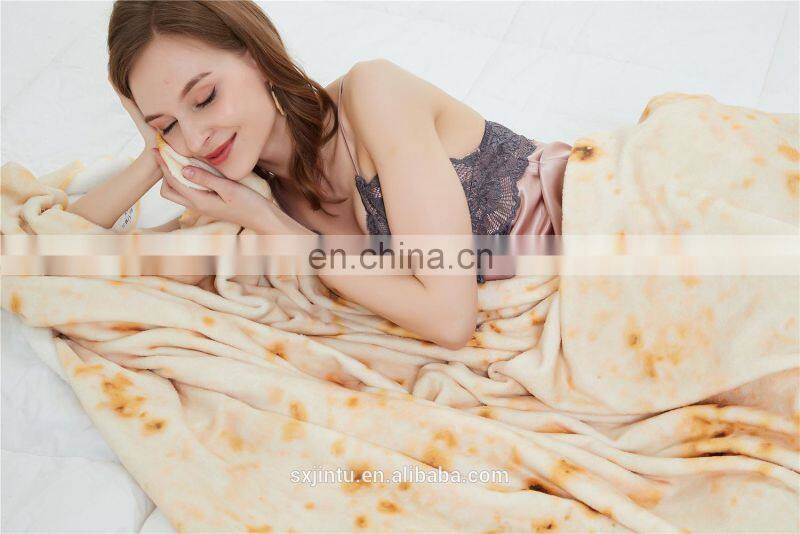 Mexican Tortilla Super Soft 260gsm Flannel Burritos Taco Blanket Burritos Round Wrap Blanket