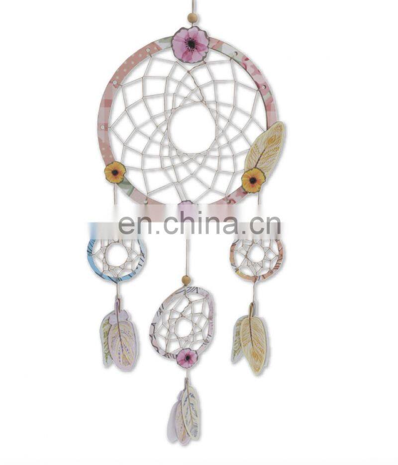 Customization Warm Wall Hanging Home Decor DIY Craft Supplies hand knitting toy Handmade  Dream Catcher with Feathers