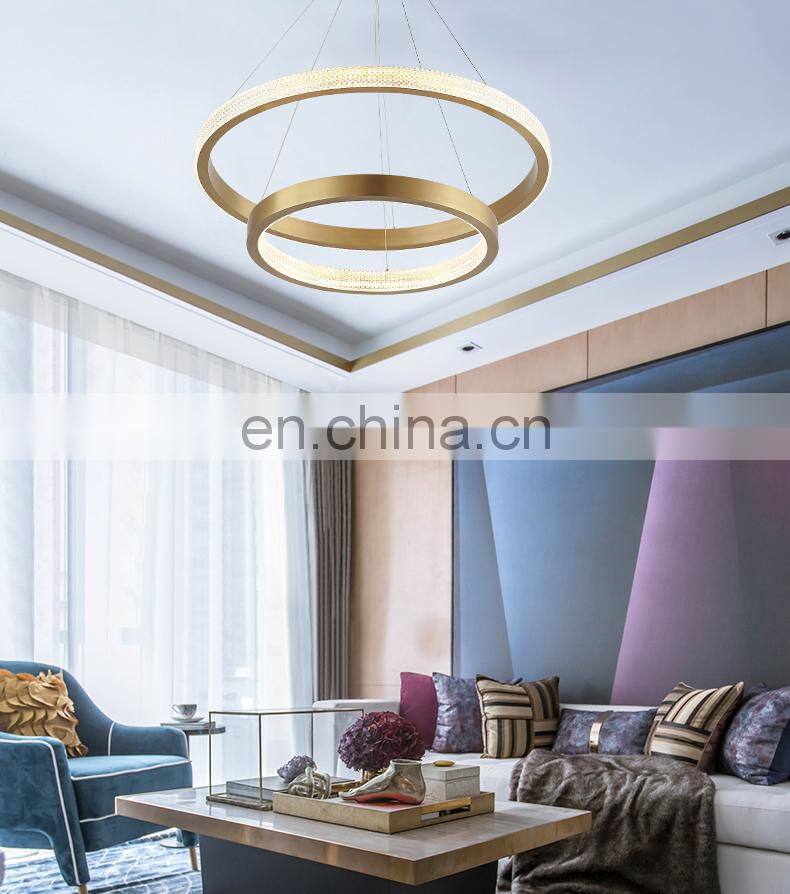 Modern Pendant Lamp Ring Shaped Droplight Black / White Hanging Wire Chandelier Lighting