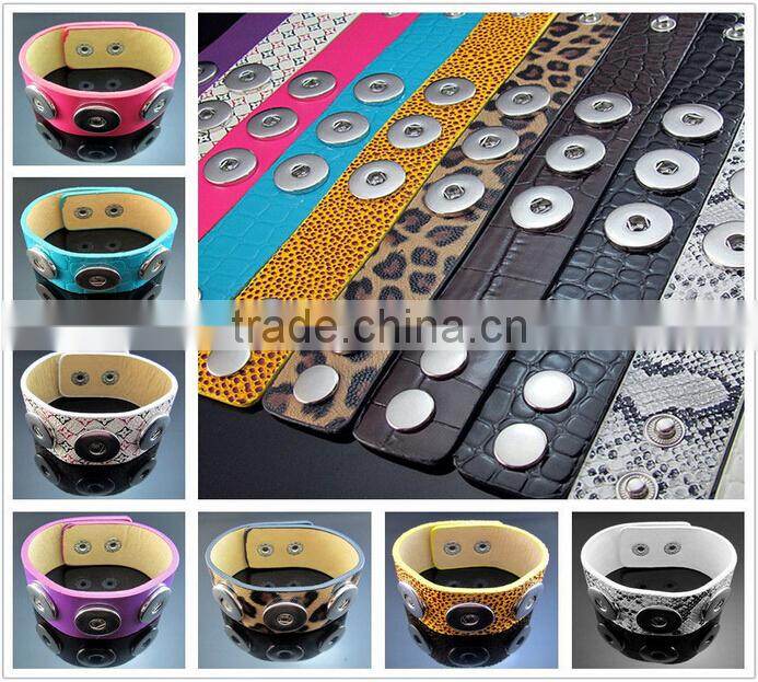 Hot sale real genuine leather bracelet with snap button bracelet