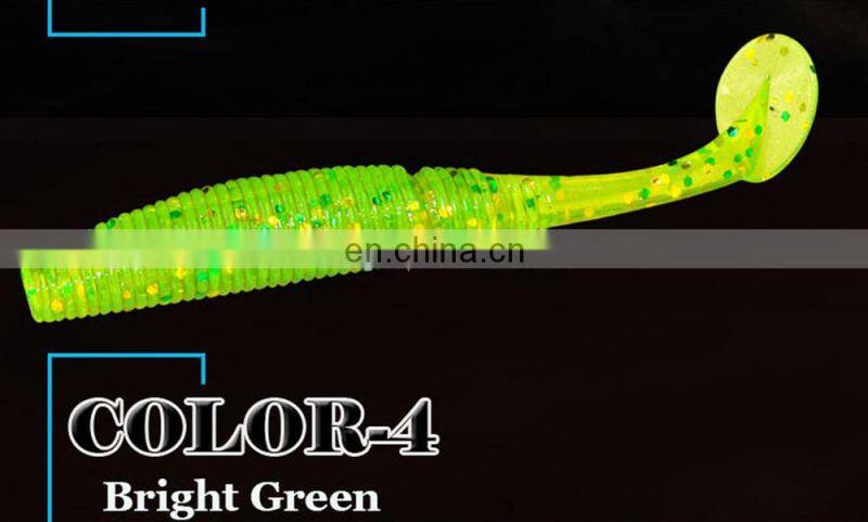 15pcs/bag T Tail Soft Lure 50mm 1g Plastic Fishing Lure Soft Baits Jig Head Texas Rig Bass Fishing Paddle Tail soft Grubs Maggo