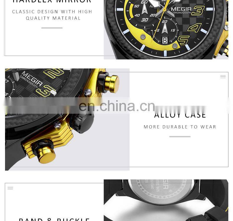 Chinese Wholesale MEGIR 2051 Original Brand Watch Fashion Military Big Dials Silicone Strap Sport Watches
