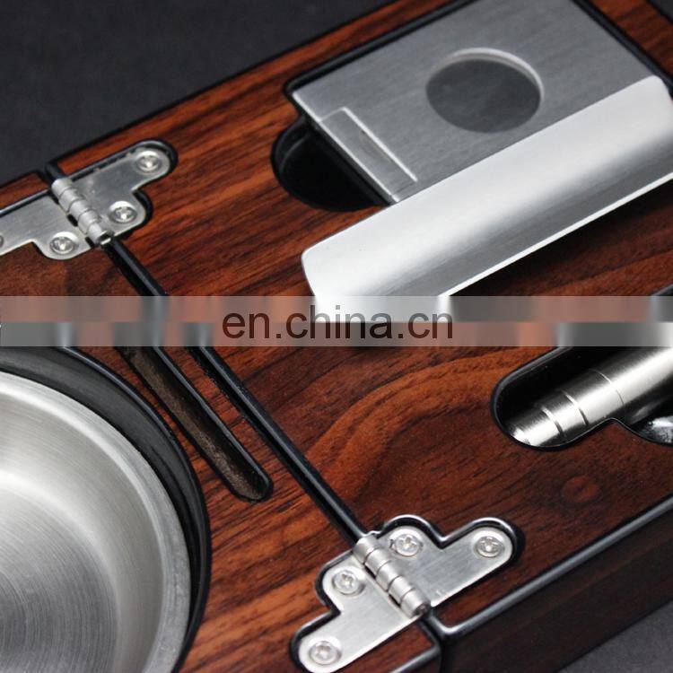 glossy finished wooden cigar ashtray with cutter and puncher cigar ashtray and cutter ashtray