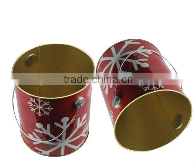 Dongguan SGS approved custom beautiful bucket tin box with handle