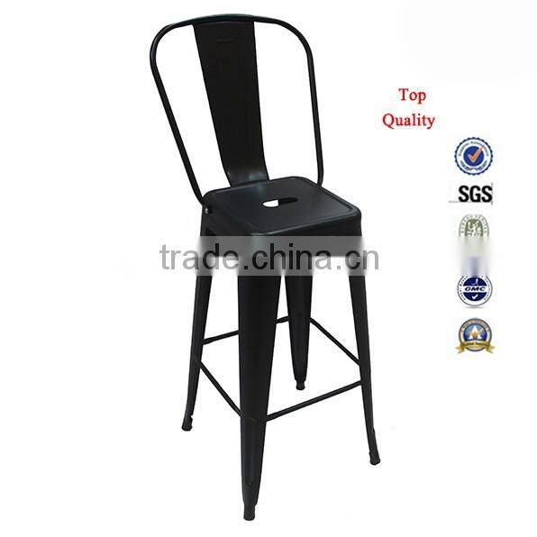 Black color high back used commercial bar stool high dining chairs