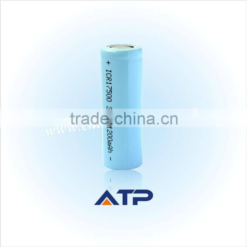 Hot selling icr 17500 3.7v li-ion 1200mah battery cell