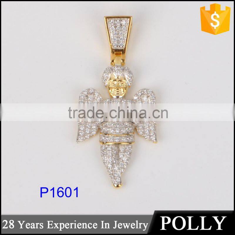 New Arrivaling Micro setting zircon pendant 925 silver angel wings jewelry