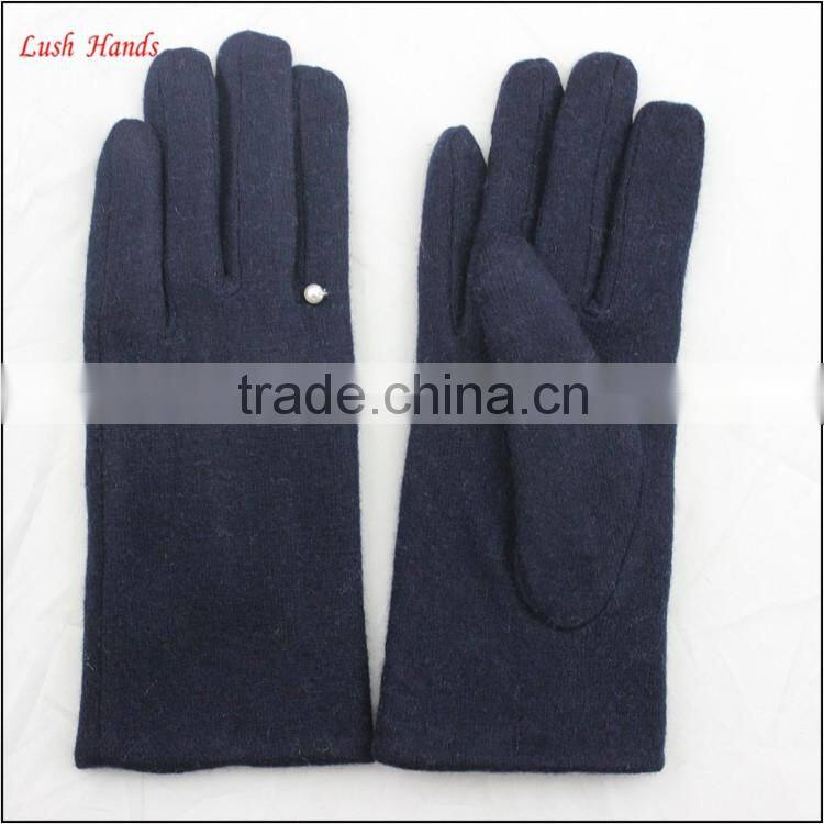 ladies affordable woolen gloves with fake pearl ring