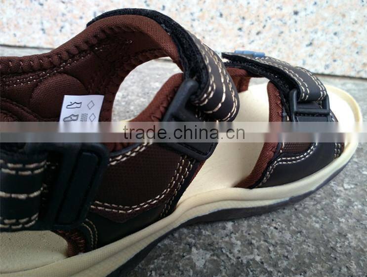 new design genuine leather brown boys sandals for summer