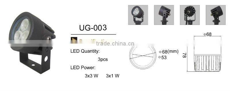 Outdoor waterproof IP65 high lumen and high quality CE RoHs 3*1w led garden light