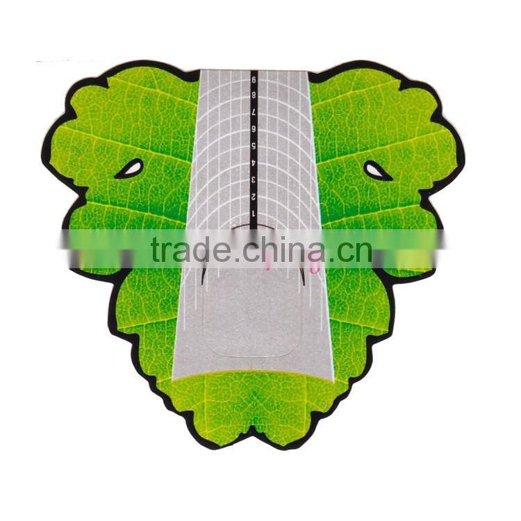 Good quality leave shape green thick salon gel nail form art tip extension forms