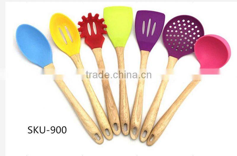 2016 Hot Sale FDA and LFGB Food Grade Colorful Nylon Cooking Utensils Set & silicone kitchen products