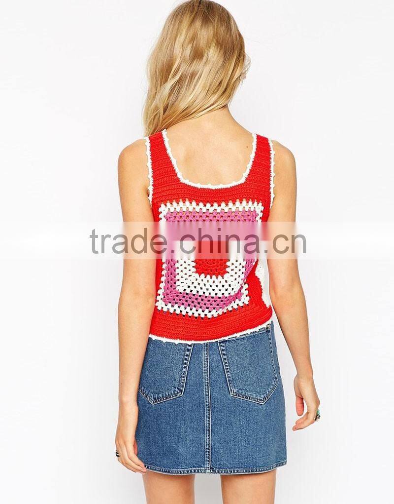 Pretty corcheted lady vest jacket designs dress oem apparel suppliers