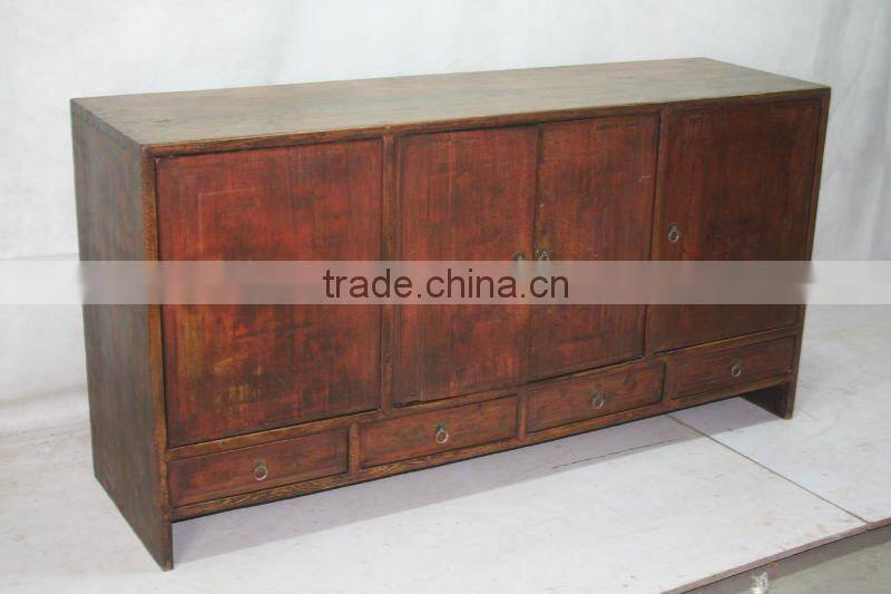 chinese antique distressed wood console cabinet