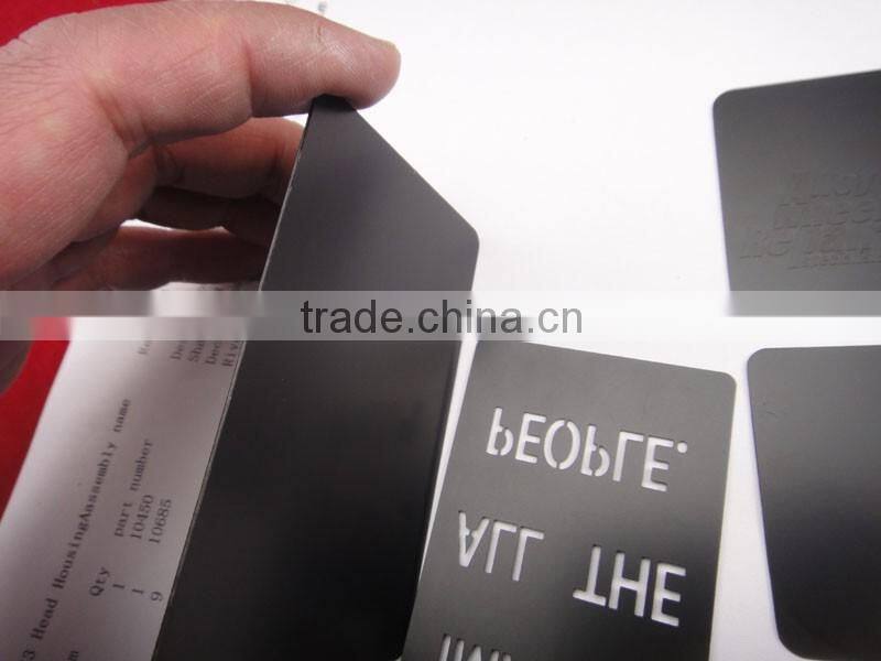 High quality stainless steel black laser carve metal name cards