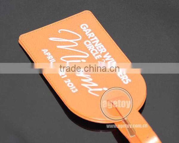 Orange Color Printing Logo Miami Souvenir Promotional Custom Leather Luggage Tags