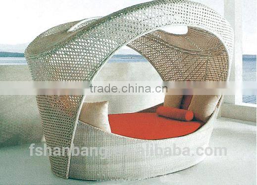 Modern Garden Rattan Furniture Outdoor Double Sofa Recliner Bed