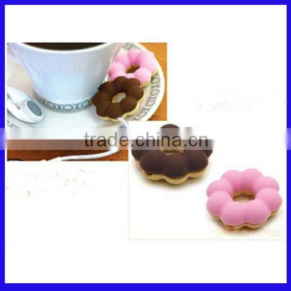 Lovely doughnuts shape silicone earphone cable winder