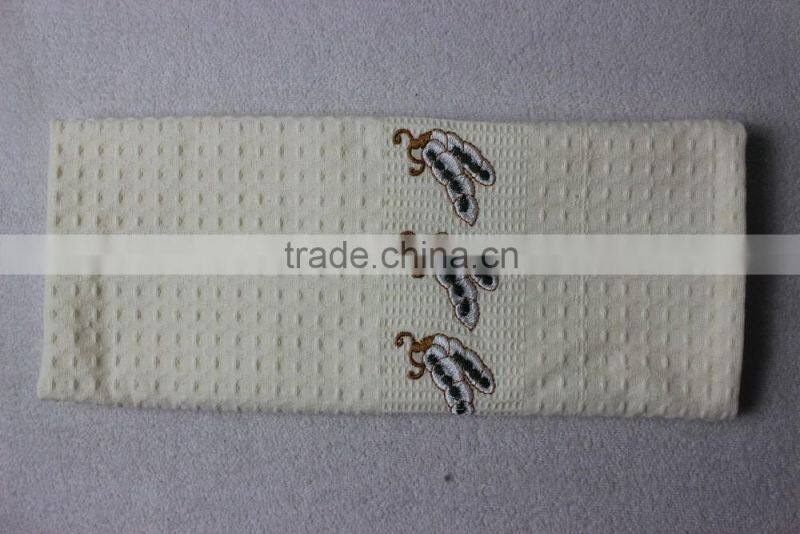 custom solid colorful waffle tea towels 100% cotton 2016 with embroidery