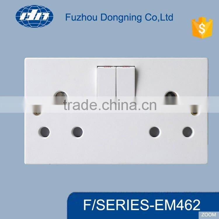 UK type bright silver color electrical sockets and switches double pole 13A EM462